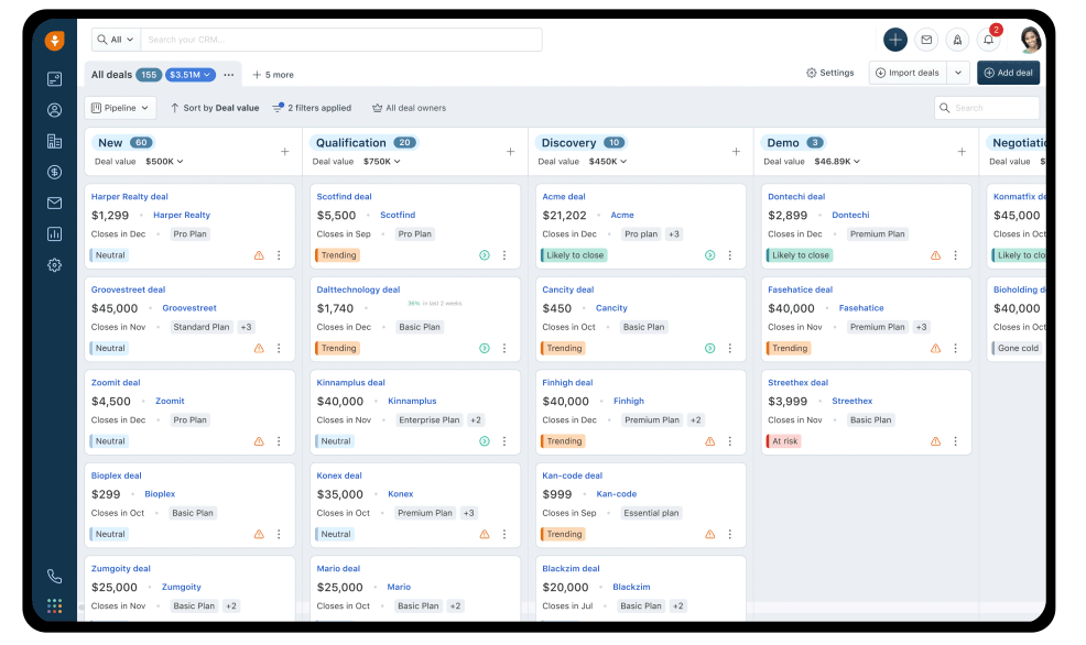 Sales pipeline in Freshsales